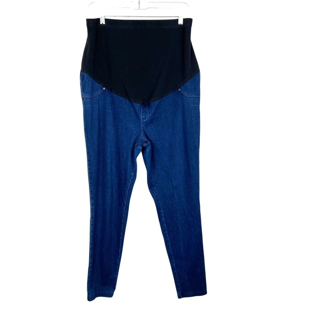 Time and Tru Maternity Jeans Women Large Black Blue High Waist Pregnancy Stretch